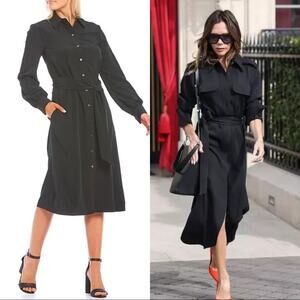 5/$30 By Together Button Front Lace Back Belted Utility Midi Dress Black 8